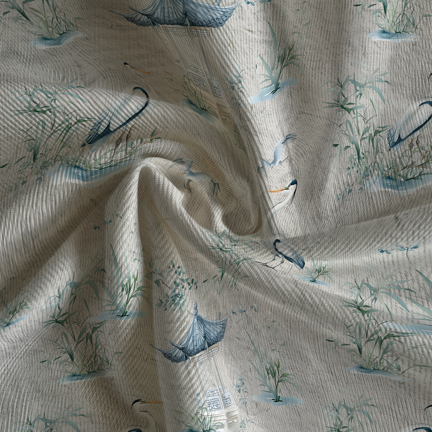 Pattern  Heron Pagoda Wallpaper