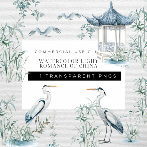 Pattern  Heron Pagoda Wallpaper